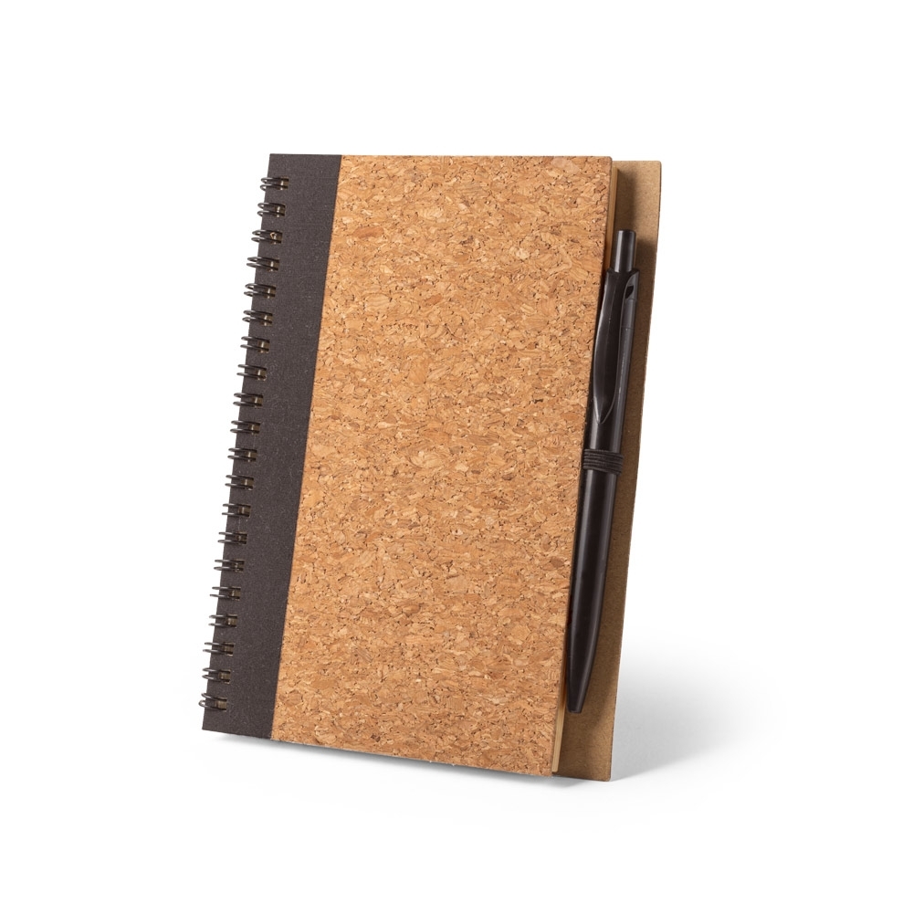 Caderno B6 de cortiça e PET 100% reciclado com caneta