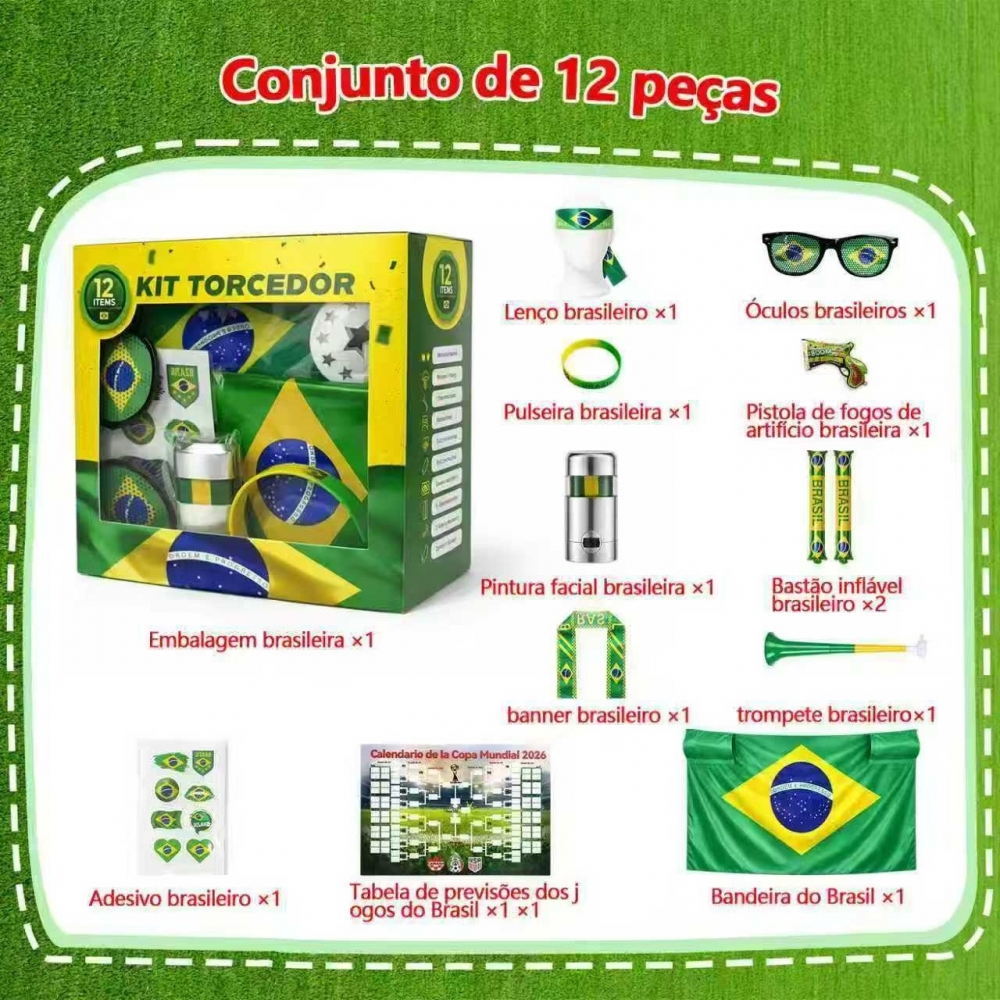 Kit torcedor 12 peças Copa do Mundo