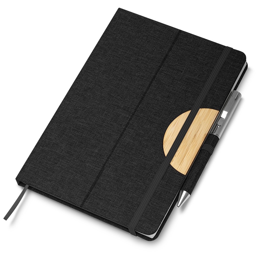 Caderno A5 Capa em RPET e detalhe em Bambu-IA-CAD140