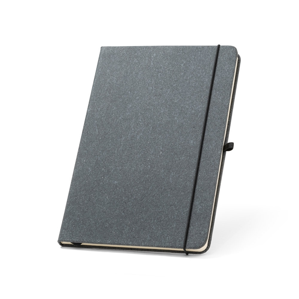 Caderno A5 pautado de capa dura em couro 70% reciclado-IS-53628
