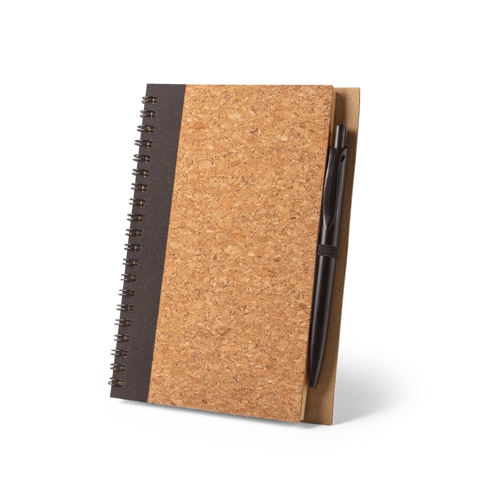 Caderno B6 de cortiça e PET 100% reciclado com caneta-IS-93285