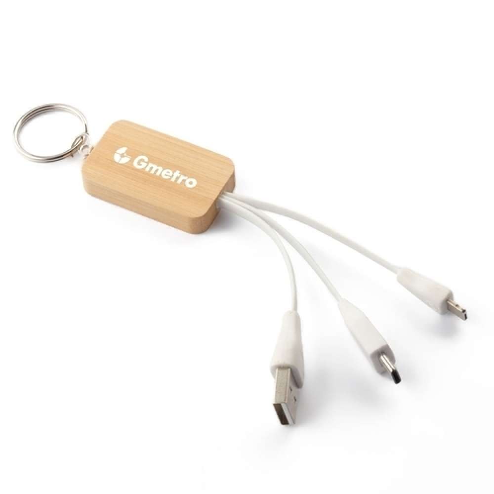 Chaveiro Personalizado em Bambu com Cabos de Dados-IA-CH7000