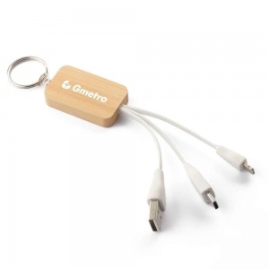 Chaveiro Personalizado em Bambu com Cabos de Dados-IA-CH7000