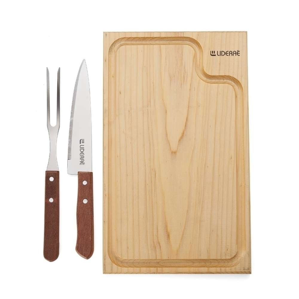 Kit Churrasco c/ 3 Peças em caixa Kraft-IX-14565N