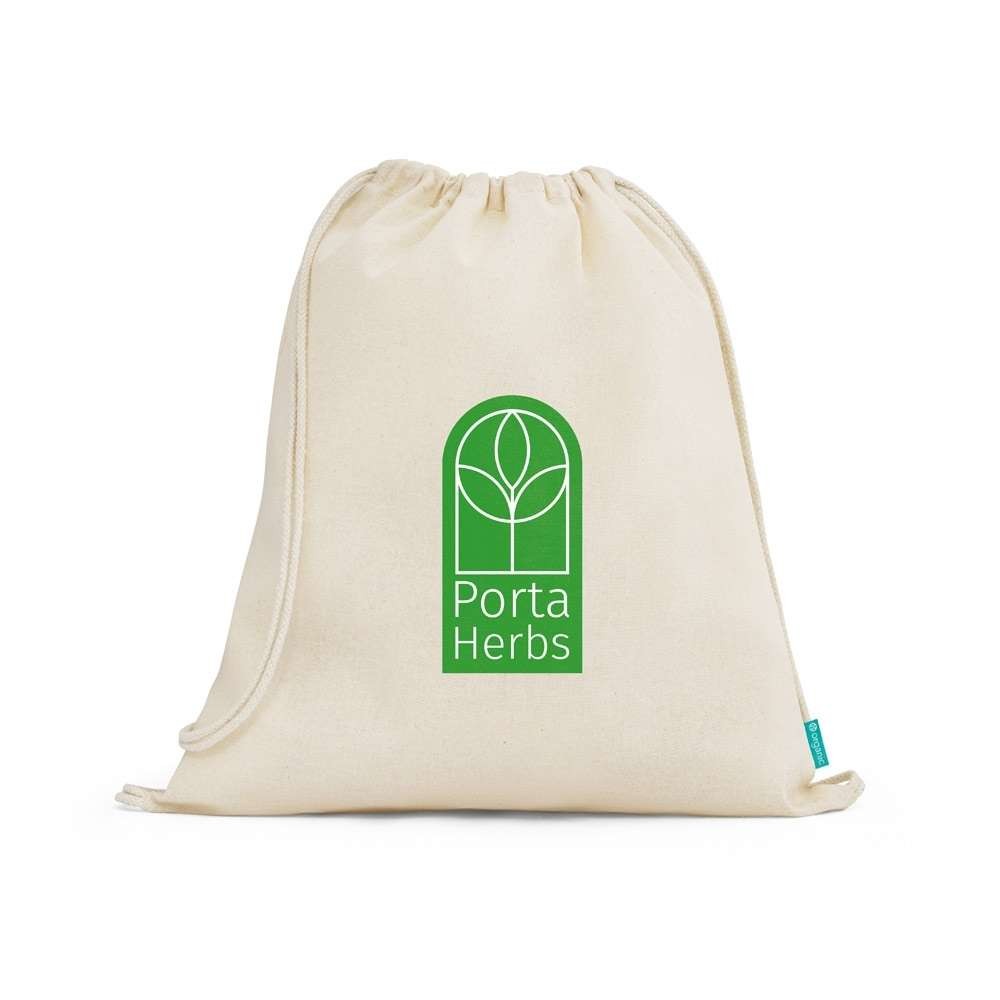 NAMPULA. Sacola tipo mochila em algodão orgânico (120 g/m²)-IS-92933